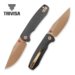 TRIVISA Cuchillo plegable de bolsillo EDC acero 14C28N, mango G10