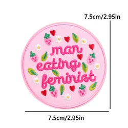 Parche bordado rosa retro de dibujos animados para chaqueta y bolso