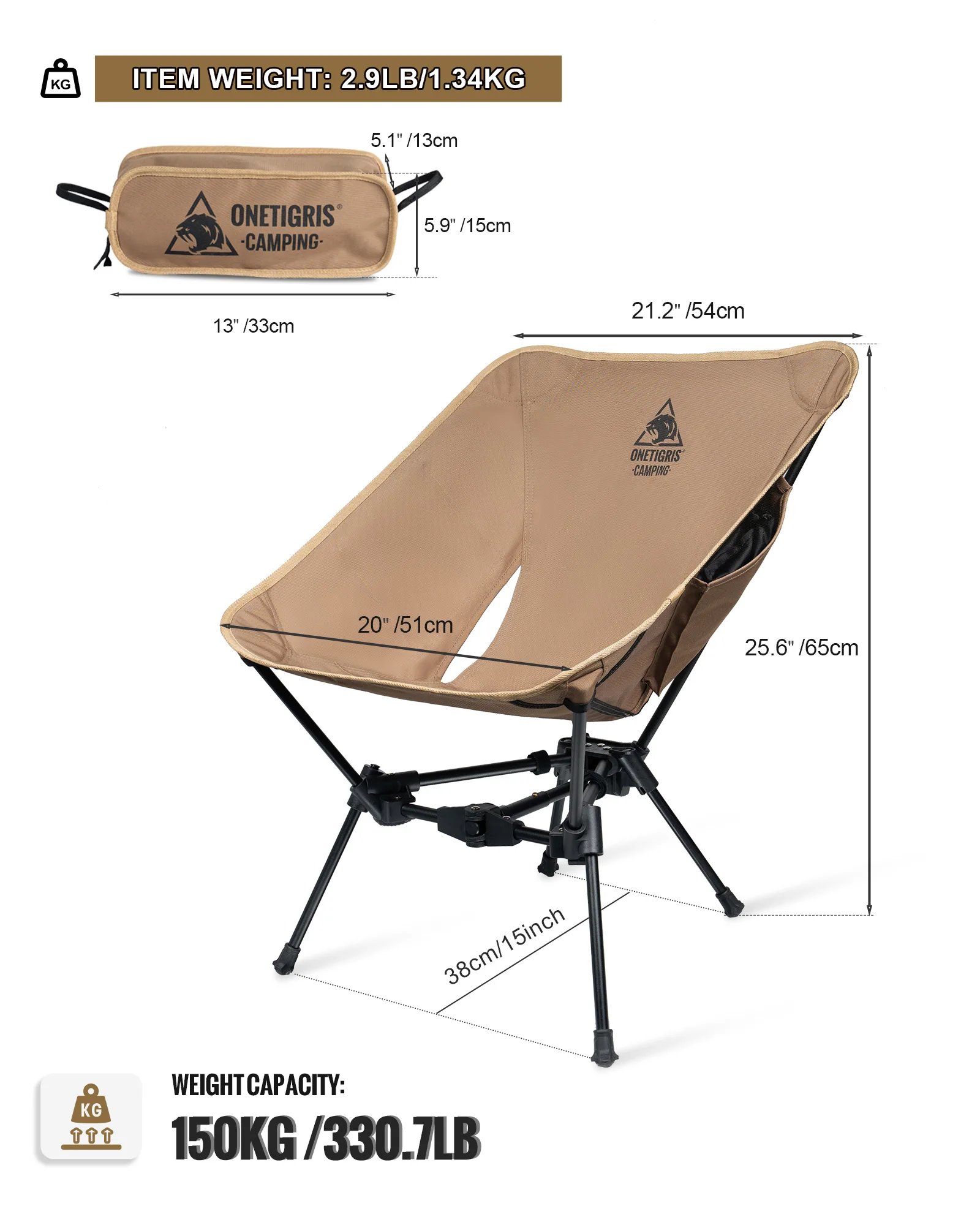 OneTigris Mesa Plegable con Silla – Compacta Acampada y Senderismo - imagen 5