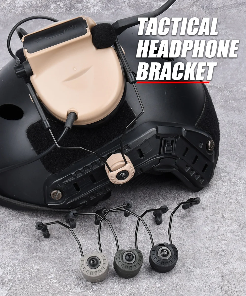 Soporte para auriculares tácticos en color negro vista frontal