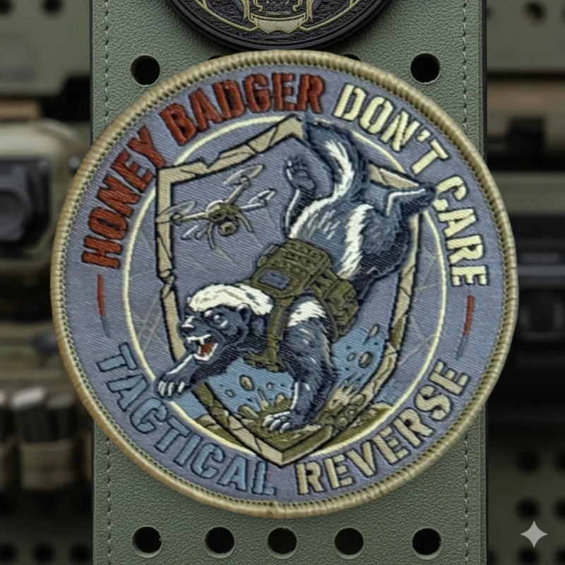Parche táctico Honey Badger Don't Care – Gancho y bucle para mochila y ropa - imagen 5