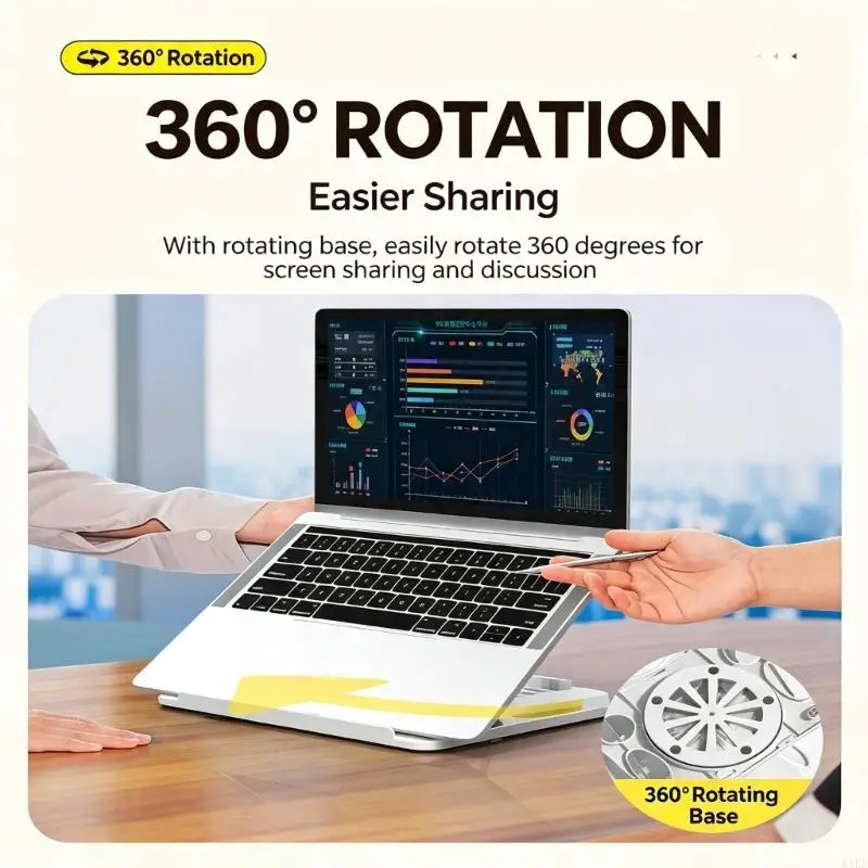 Soporte portátil giratorio 360° – Base escritorio abierta para oficina