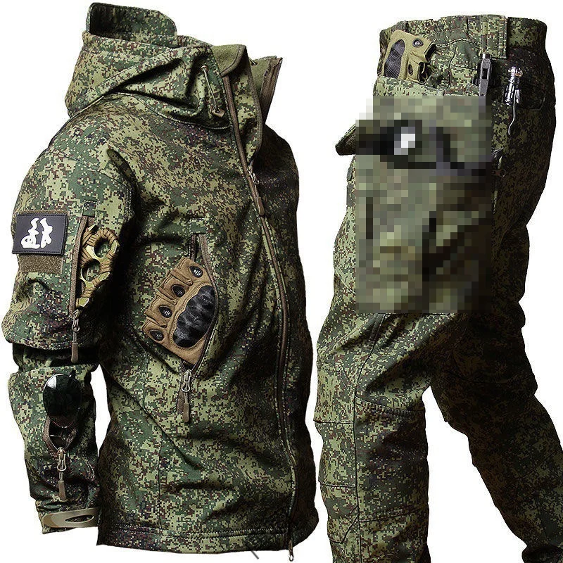 Traje de camuflaje táctico EMR impermeable con capucha y bolsillos