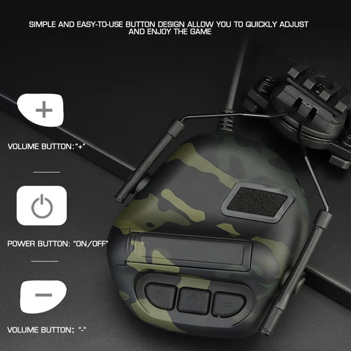 Auriculares tácticos Airsoft con radio y PTT para casco FAST - imagen 4