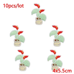 Parche bordado termoadhesivo con logotipo floral para ropa