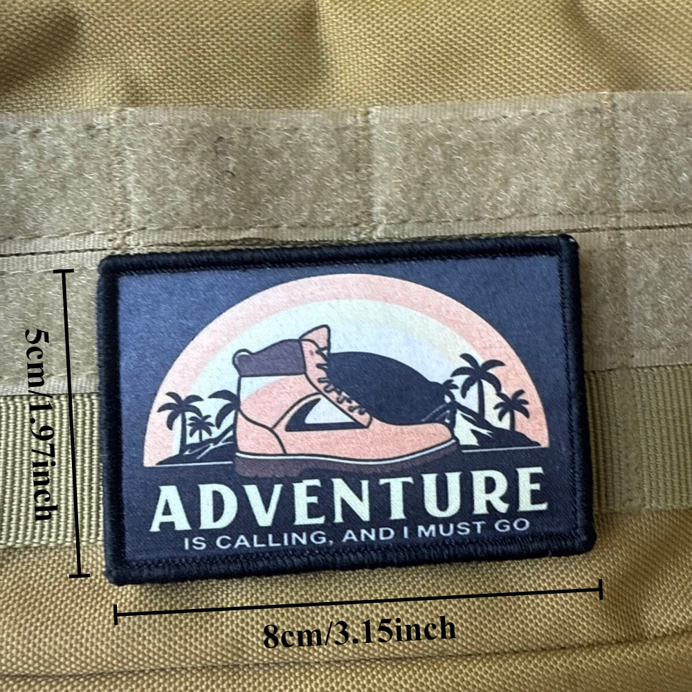 Parche táctico para botas La aventura me llama con gancho y bucle - imagen 2