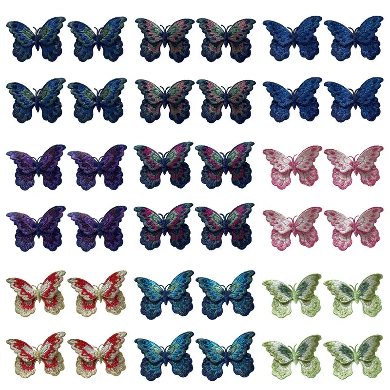 Parche bordado de mariposa azul turquesa con degradado brillante