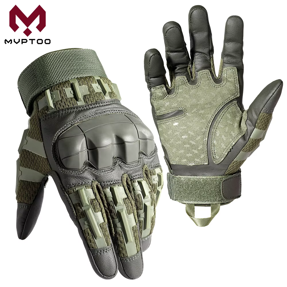 Guantes tácticos táctiles de dedo completo – Cuero PU para combate Airsoft