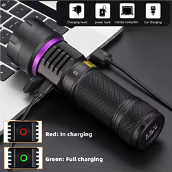 Linterna UV alta potencia luz negra para curado y detección LED