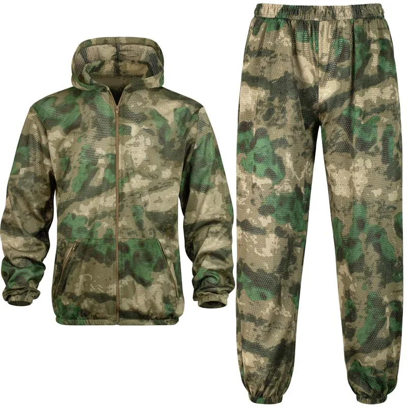 Conjunto táctico camuflaje transpirable sudadera con capucha y malla