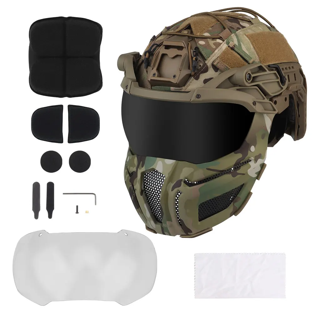 Máscara airsoft táctica 3 en 1 protección media cara con gafas - imagen 3