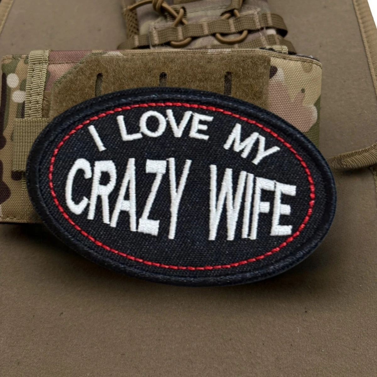 Parche bordado táctico moral 'I LOVE MY CRAZY WIFE' para chaleco
