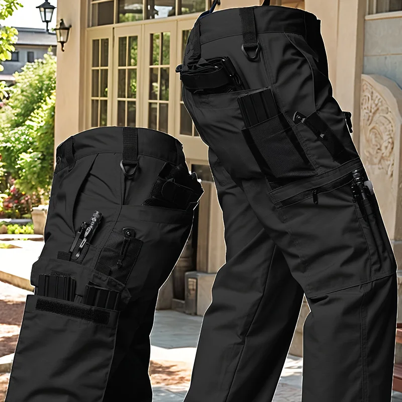 Pantalones tácticos cargo hombre con bolsillos y cintura ajustable