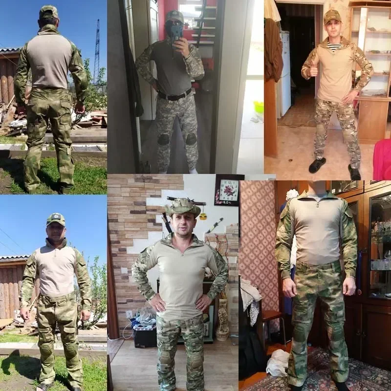 Pantalón táctico camo con rodilleras, multi-bolsillos resistente - imagen 4