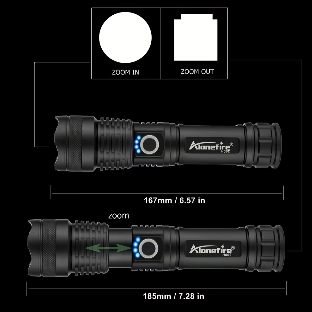 Linterna táctica LED con zoom IPX4 resistente para acampada y caza - imagen 5