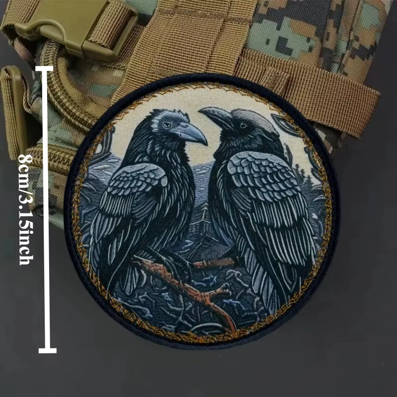 Parche táctico cuervo Odin – Brazalete militar tejino para mochila - imagen 3