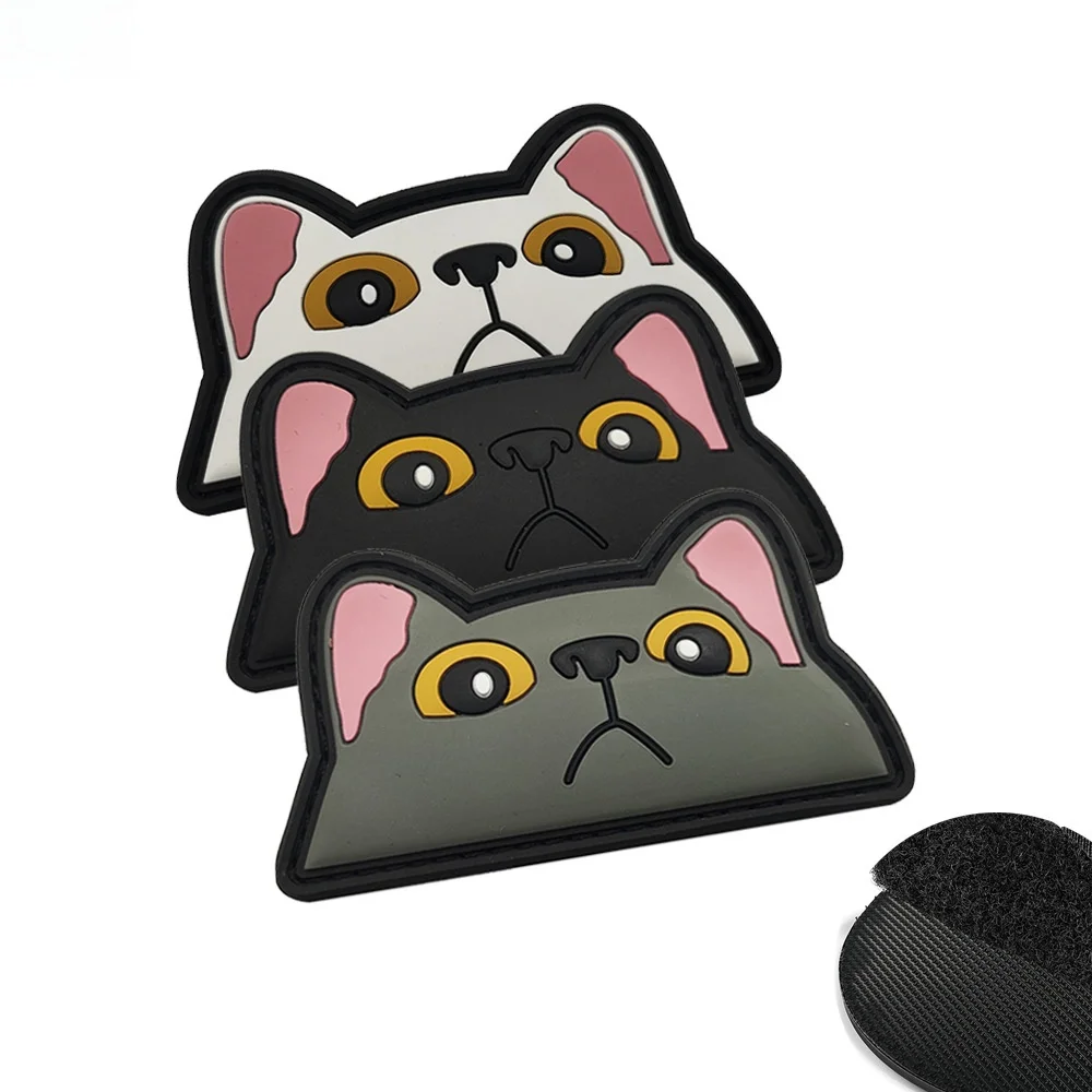 Parche PVC gatito negro con velcro – Brazalete táctico para mochila - imagen 5