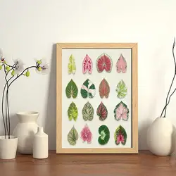 Etiquetas transparentes de hojas y plantas para álbumes y cuadernos