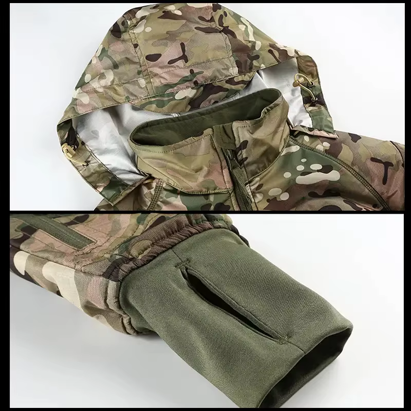 Chaqueta cortavientos con capucha para hombre - lana estampada
