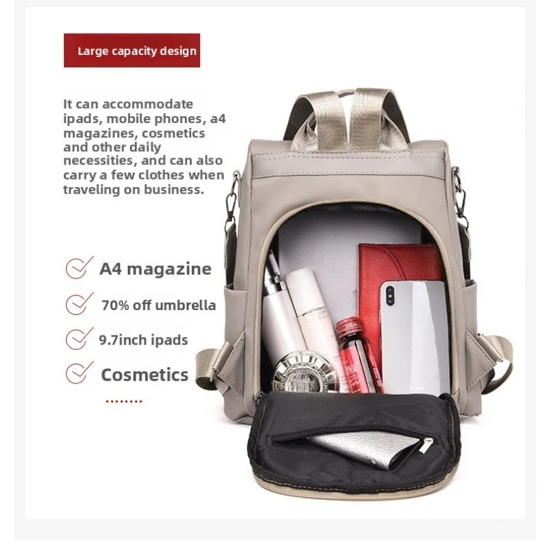 Mochila de viaje de tela Oxford para mujer, outdoor versátil - imagen 4