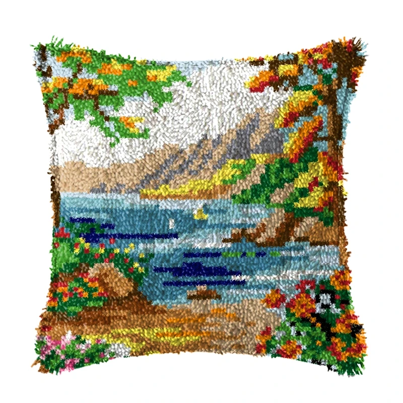 Kit ganchillo Smyrna para funda almohada con bordado paisajes - imagen 4