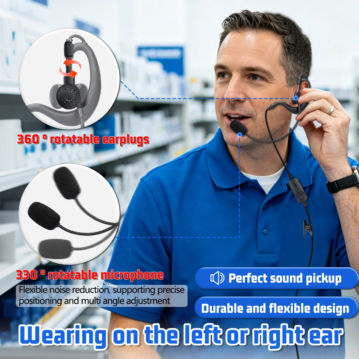 Auricular ABBREE walkie talkie con micrófono PTT y sonido claro - imagen 3