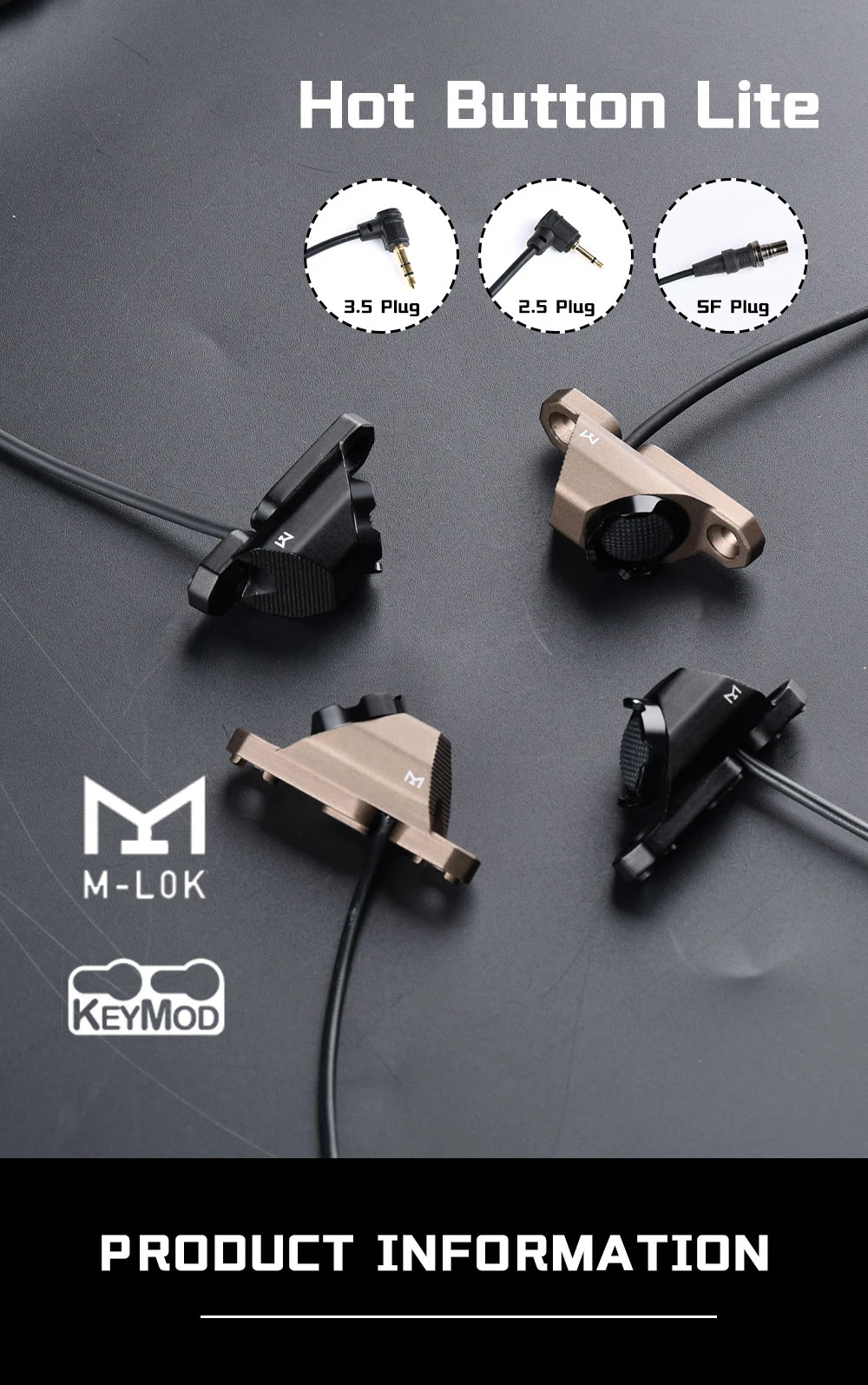 Interruptor táctico metálico WADSN instalado en una configuración M-LOK