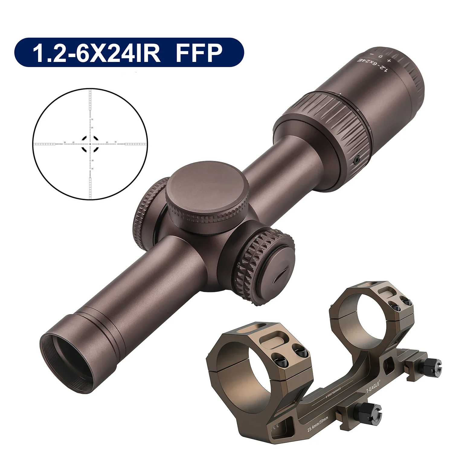 T-Eagle XT mira telescópica táctica con IR FFP para caza y airsoft