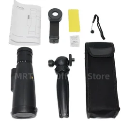 Monocular HD con zoom variable, trípode y clip para teléfono