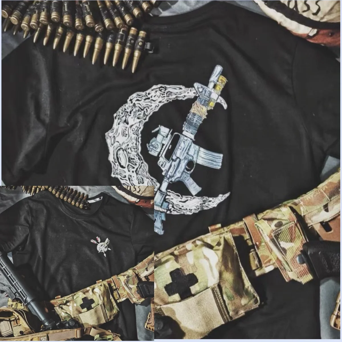 Camiseta táctica transpirable verano manga corta estampado clásico