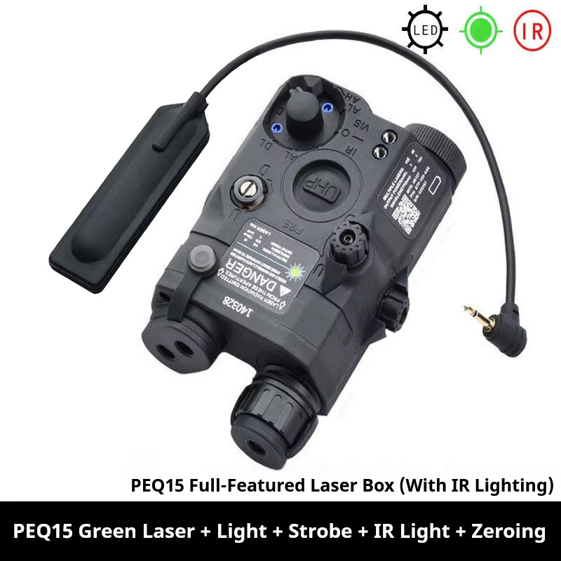 Airsoft PEQ-15 linterna táctica IR verde con láser rojo y estrobo - imagen 5