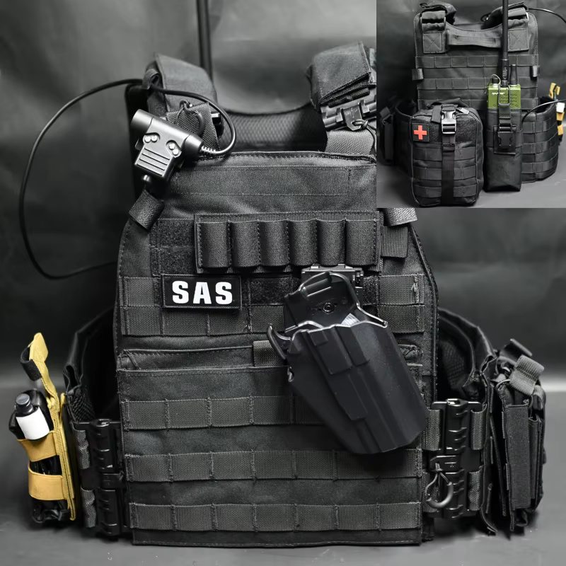 Equipo táctico Airsoft con chaleco, máscara y guantes - imagen 2
