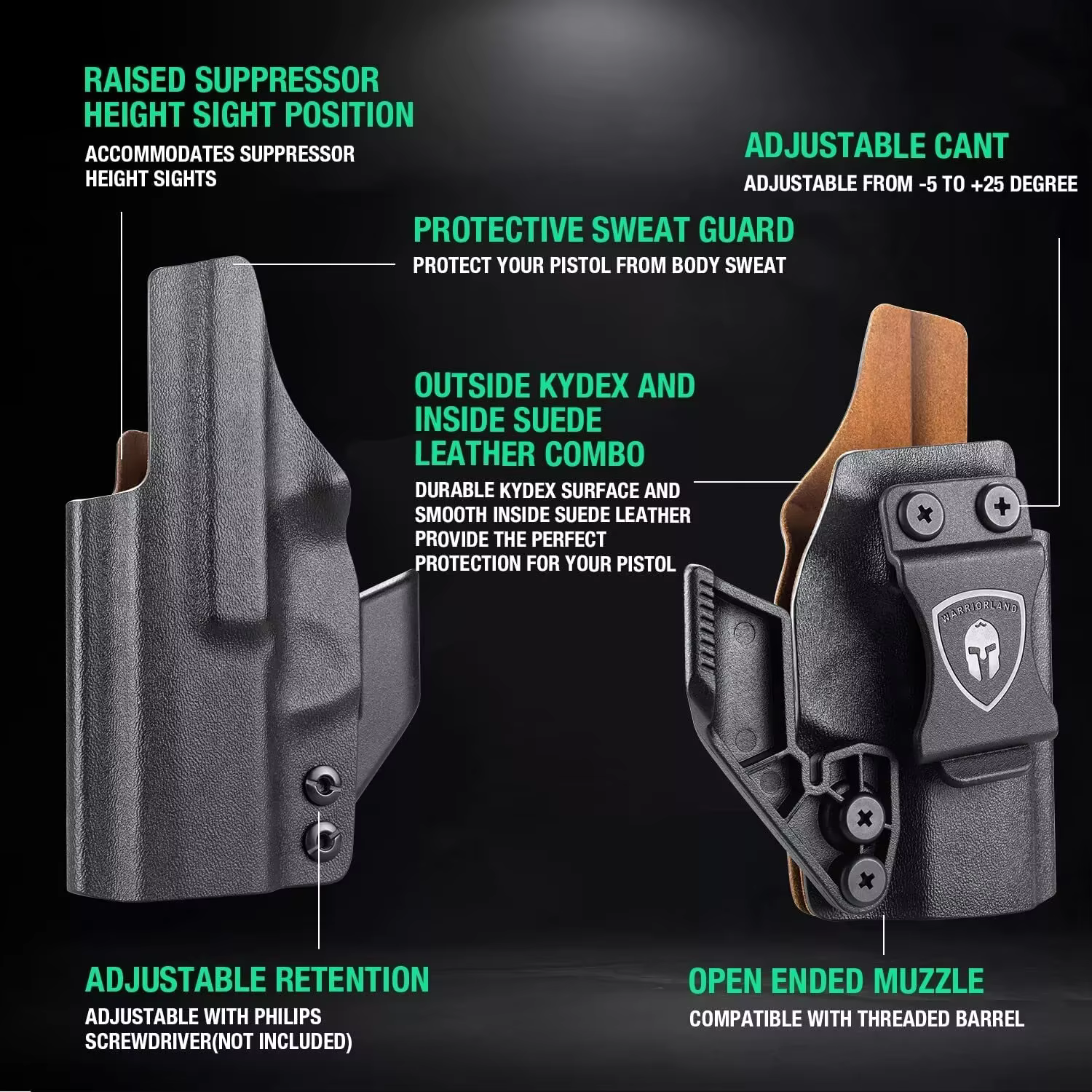 SIG P365XL Funda Kydex IWB cuero, corte óptica y garra diestra - imagen 4