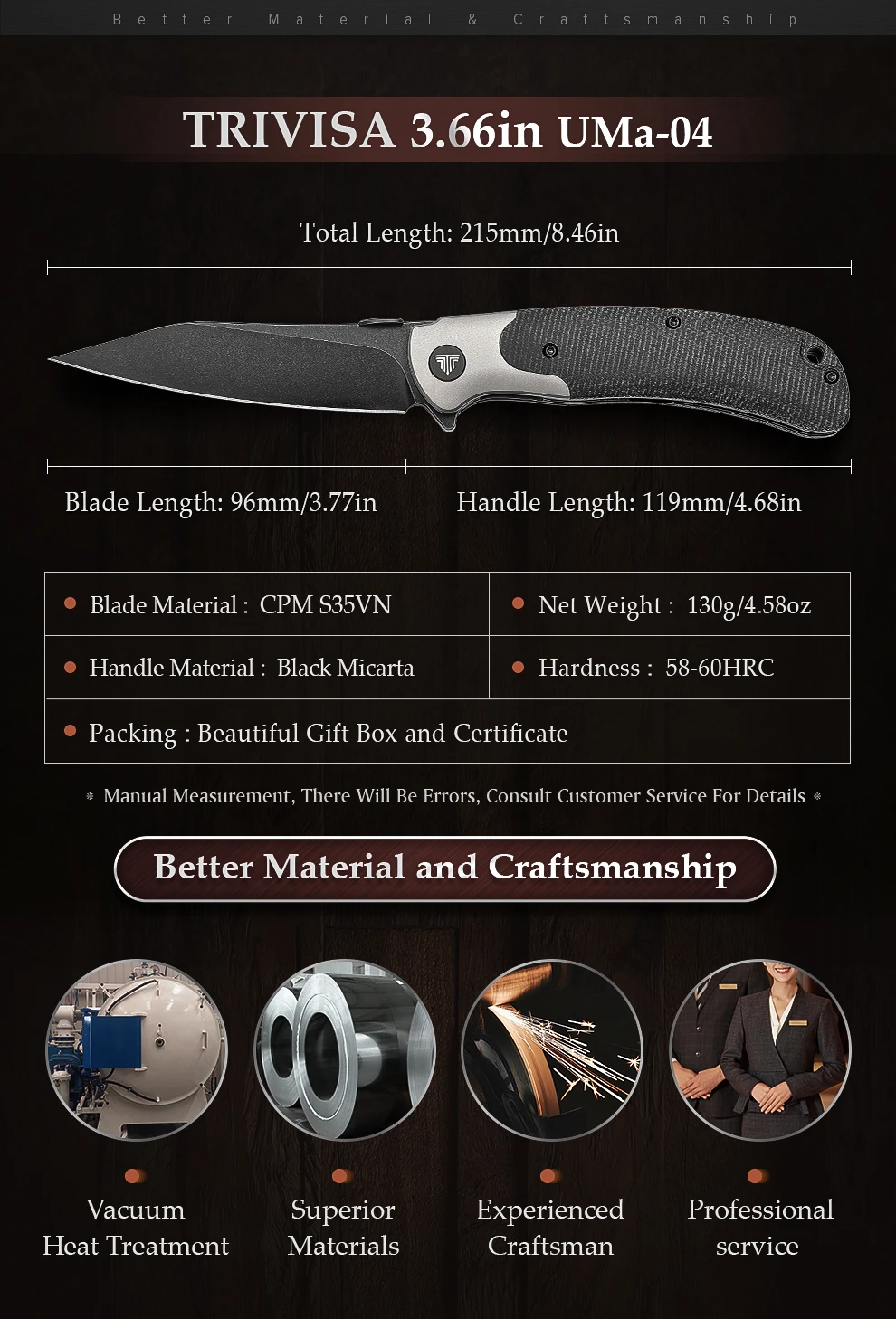 Detalle de hoja y acabado del cuchillo plegable TRIVISA EDC