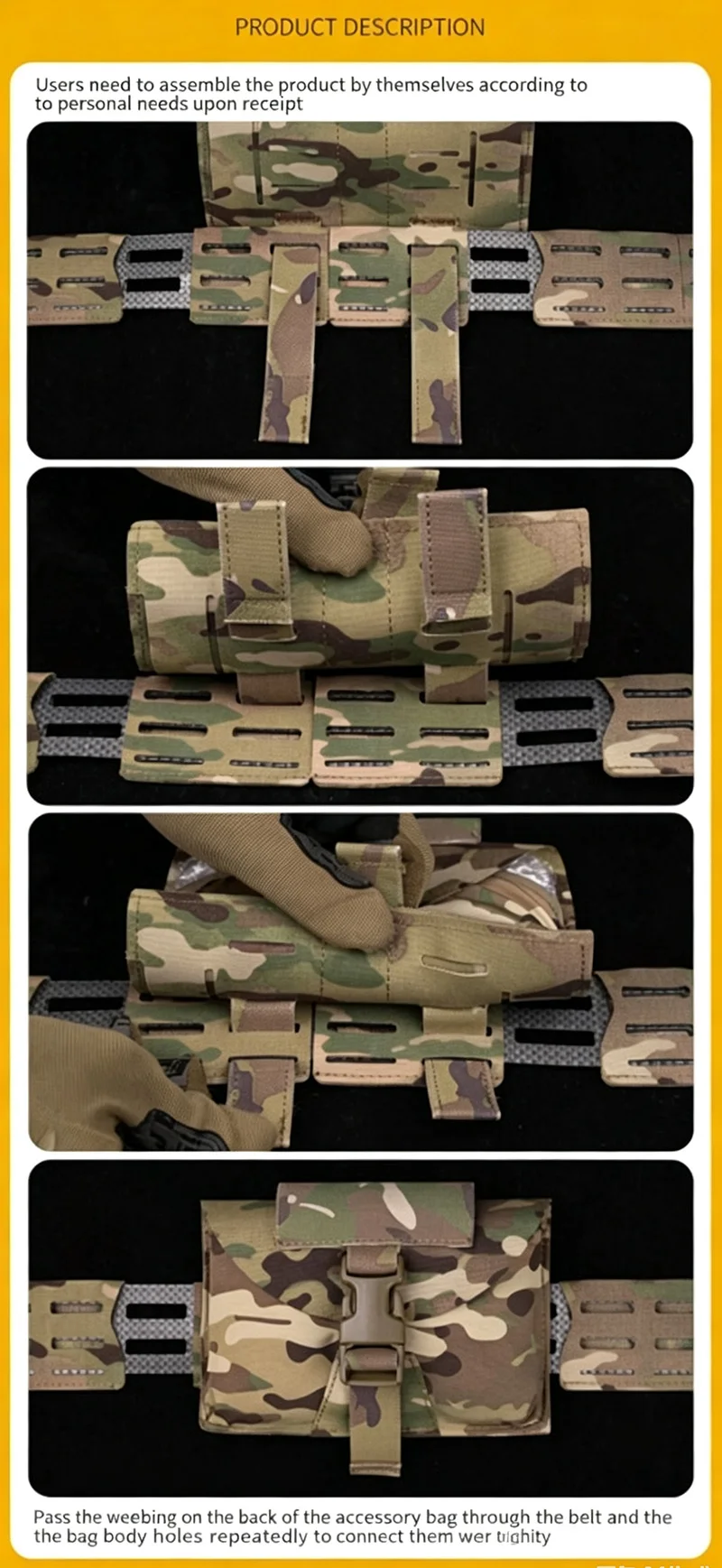 Vista de los paneles en configuración MOLLE