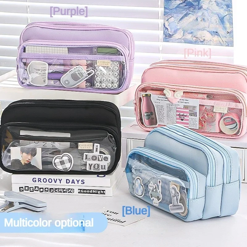Estuche transparente multifunción porta-lápices gran capacidad - imagen 3