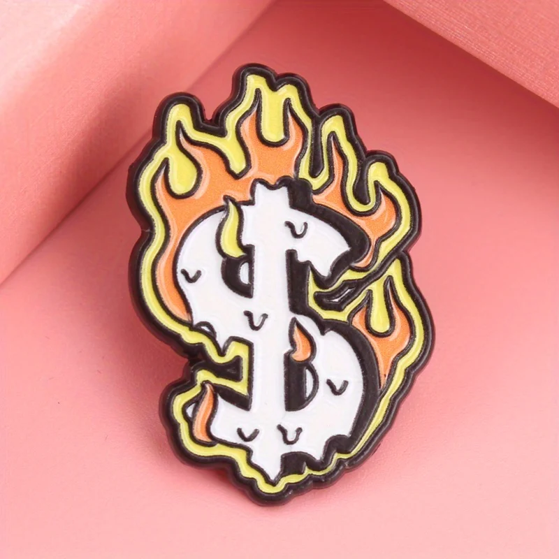 Inferno Fortune pin esmaltado táctico dólar llameante base blanca - imagen 2