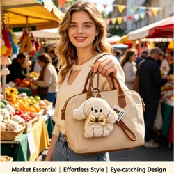 Llavero peluche Bichón Frisé – Colgante estético para mochila y llaves