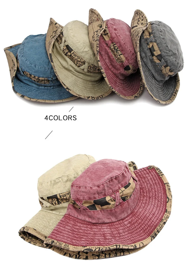 Sombreros de pescador al aire libre en estilo cubo, ala ancha y look de verano
