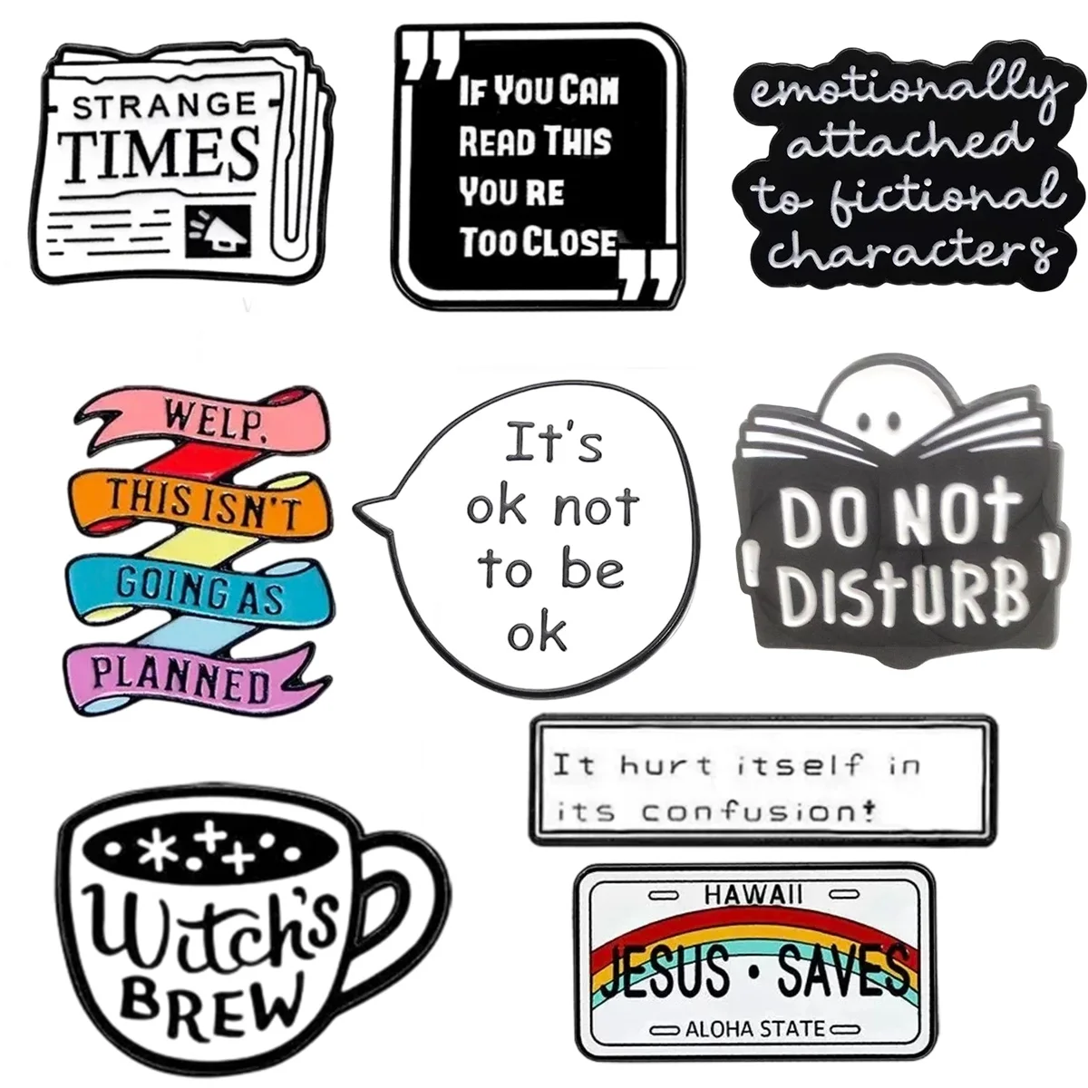Colección de pins de esmalte con diseños creativos