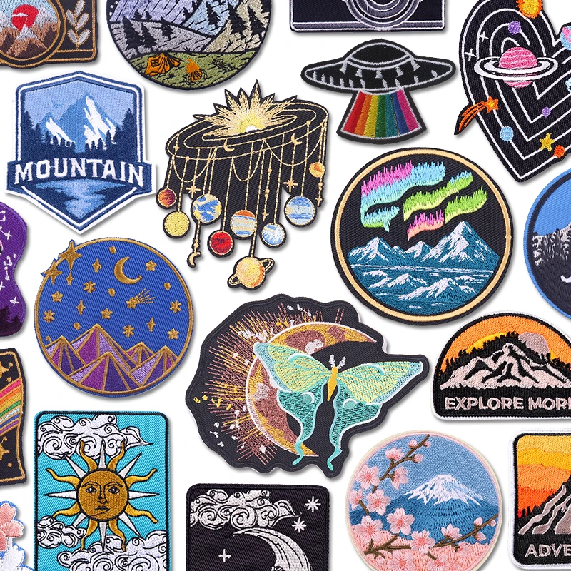 New Mountain Adventure parche termoadhesivo bordado planeta y dibujos - imagen 5