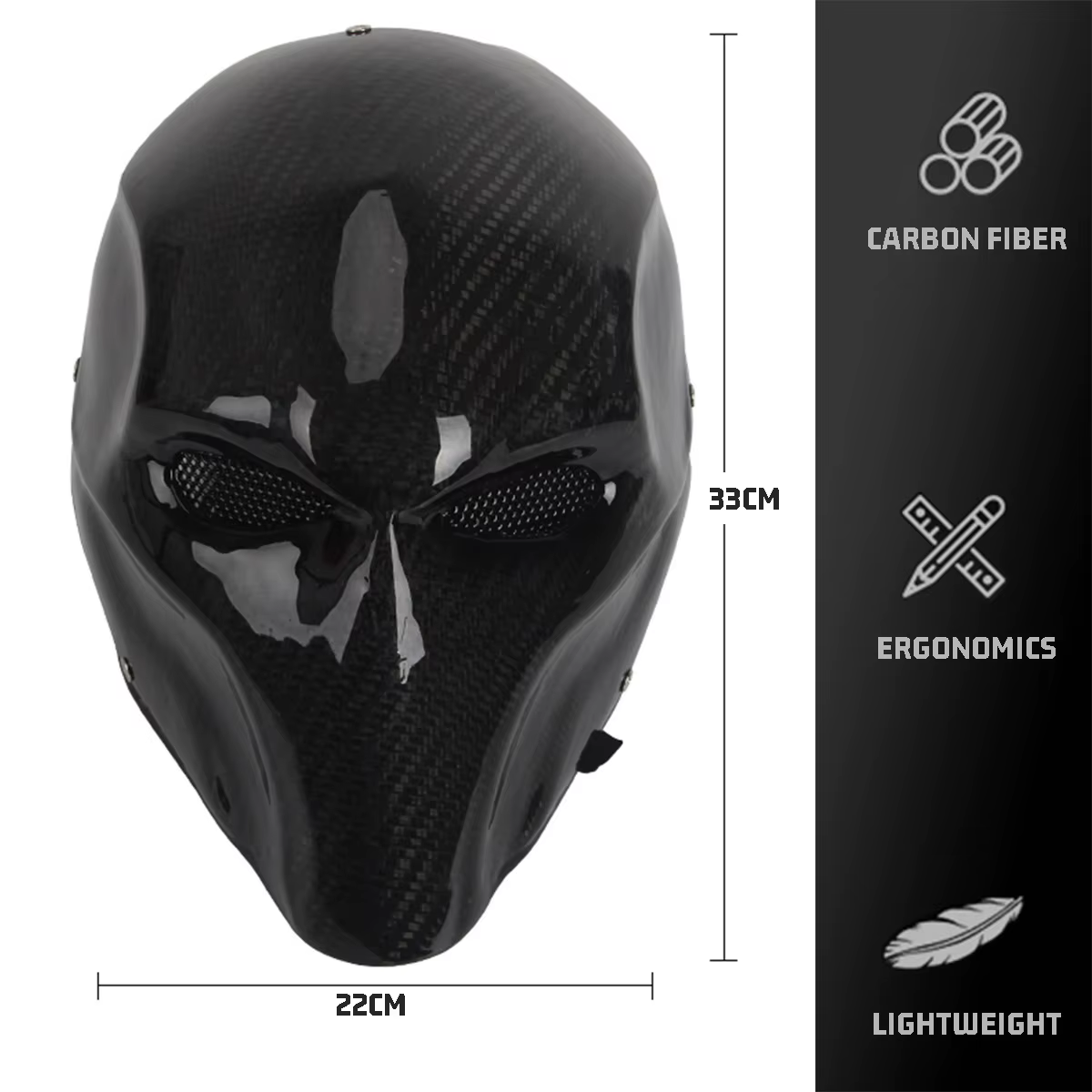 Máscara fibra de carbono Airsoft face cover Deathstroke – Cosplay Halloween - imagen 2