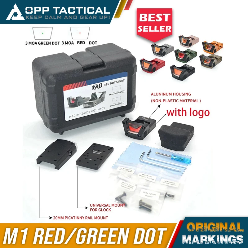 Mira punto rojo M1 táctica verde/rojo para Airsoft con riel Picatinny - imagen 4