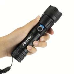 Linterna táctica LED con zoom IPX4 resistente para acampada y caza