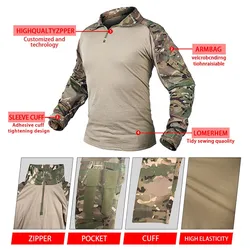 G3 Camisa táctica de combate para hombre camuflaje senderismo