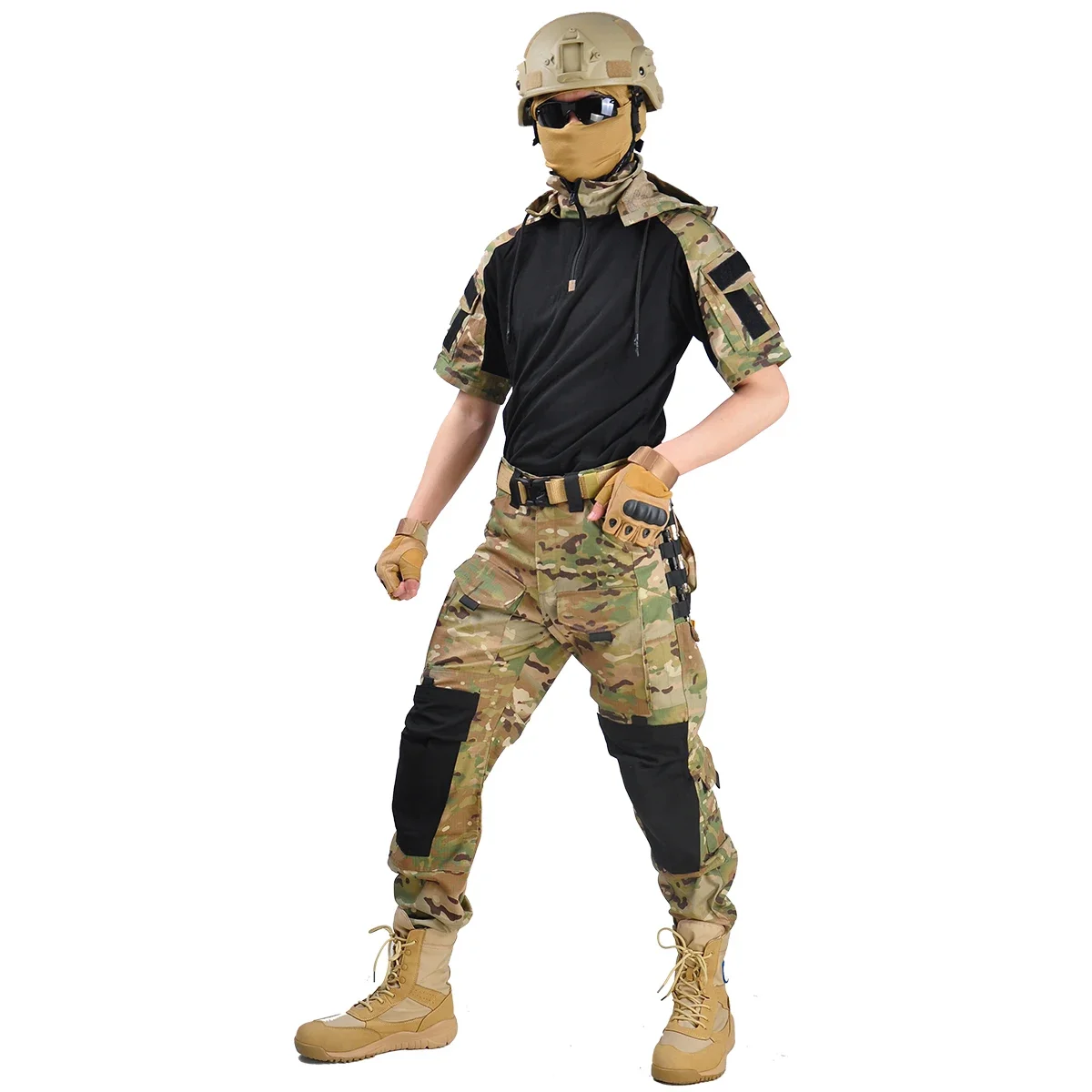 Camiseta táctica hombre camuflaje combate – Algodón softair senderismo caza - imagen 5