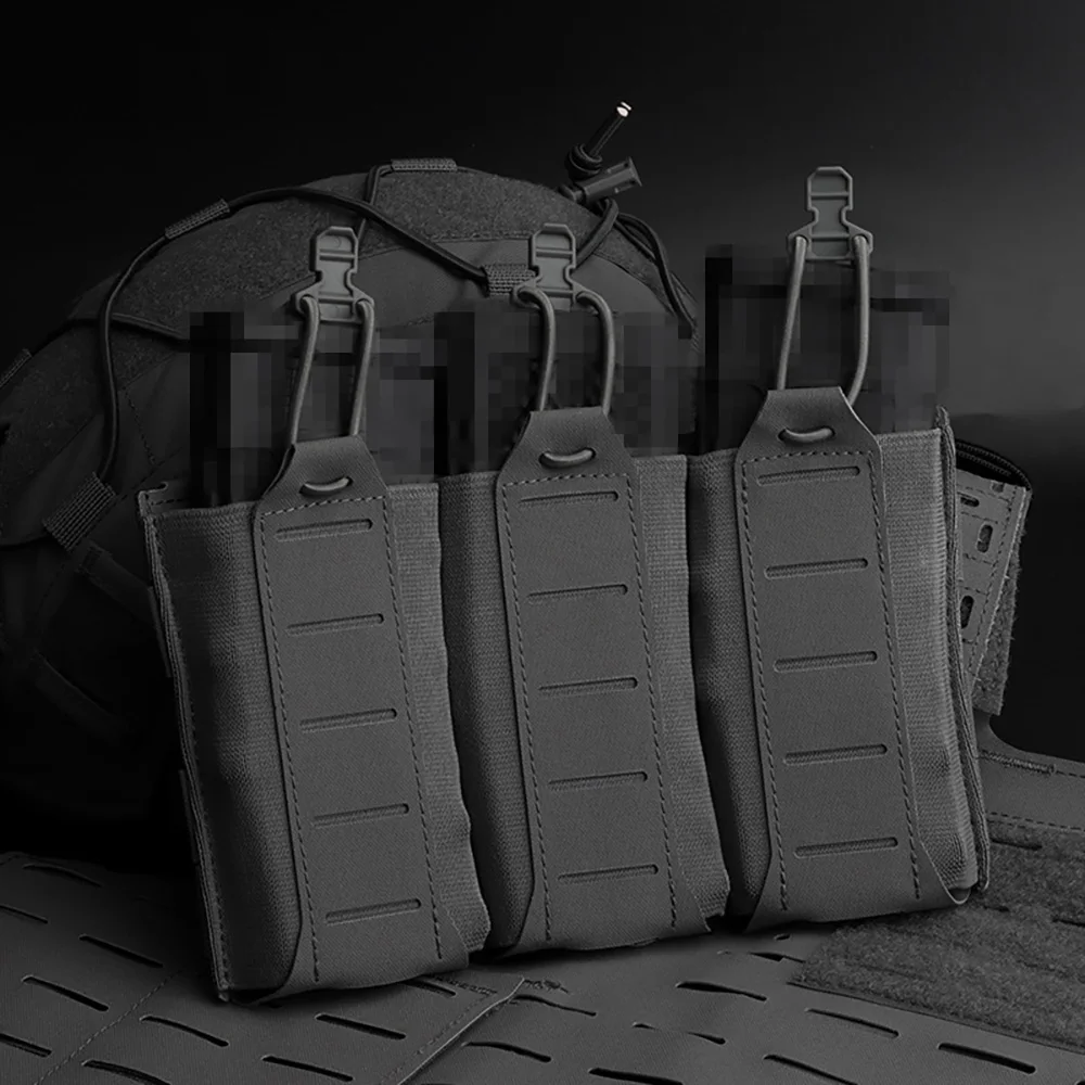 Portacargador táctico MOLLE triple elástico para cargadores de rifle