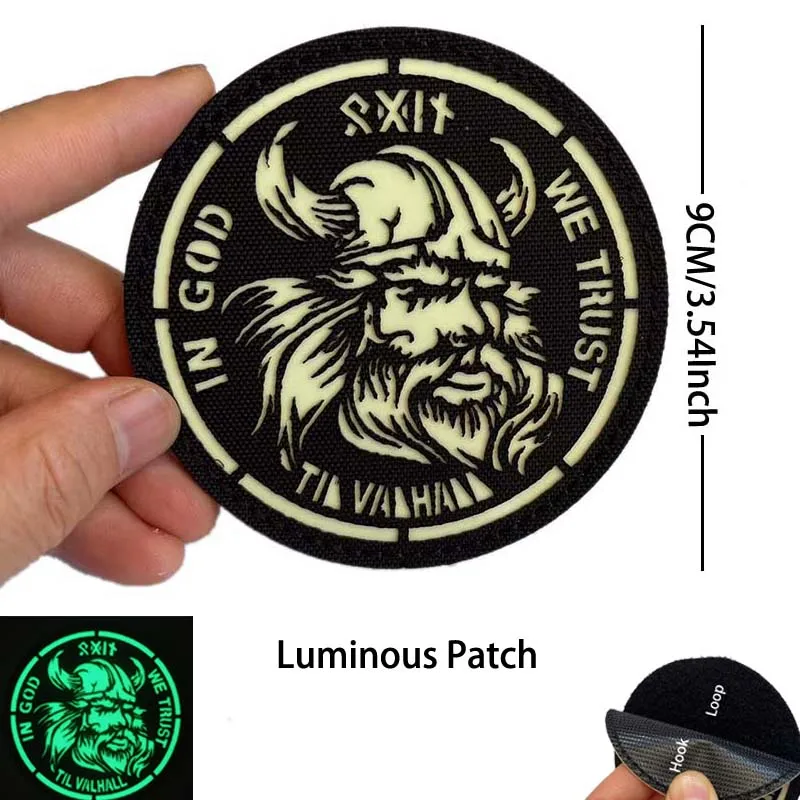 Parche bordado táctico brújula vikinga runa Berserker PVC nórdico - imagen 2