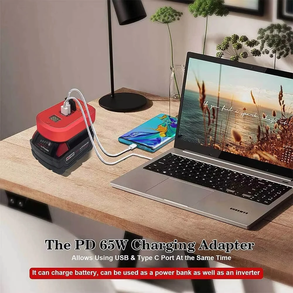 Adaptador cargador rápido USB-C para baterías Makita y DeWalt - imagen 3