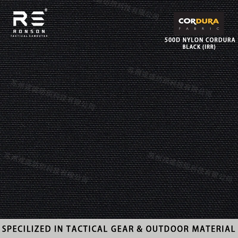 Tela Cordura táctica negra 500D nailon impermeable con PU - imagen 2